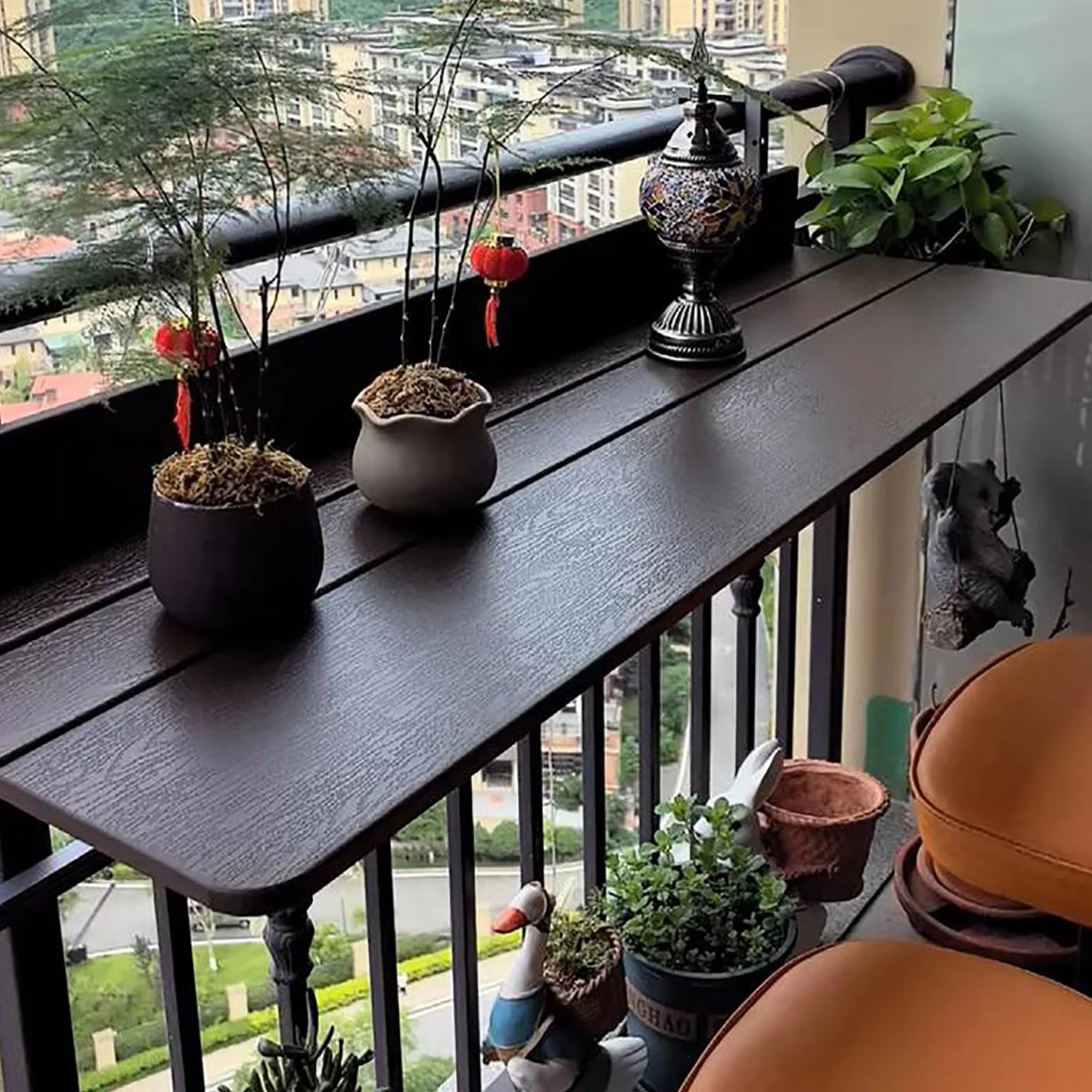 Składany stół balkonowy, wiszący stół balkonowy, stolik barowy na balustradę balkonową, zewnętrzny stół na balustradę balkonową, stół patio na balustradę, stolik na balustradę tarasową, ogrodowe