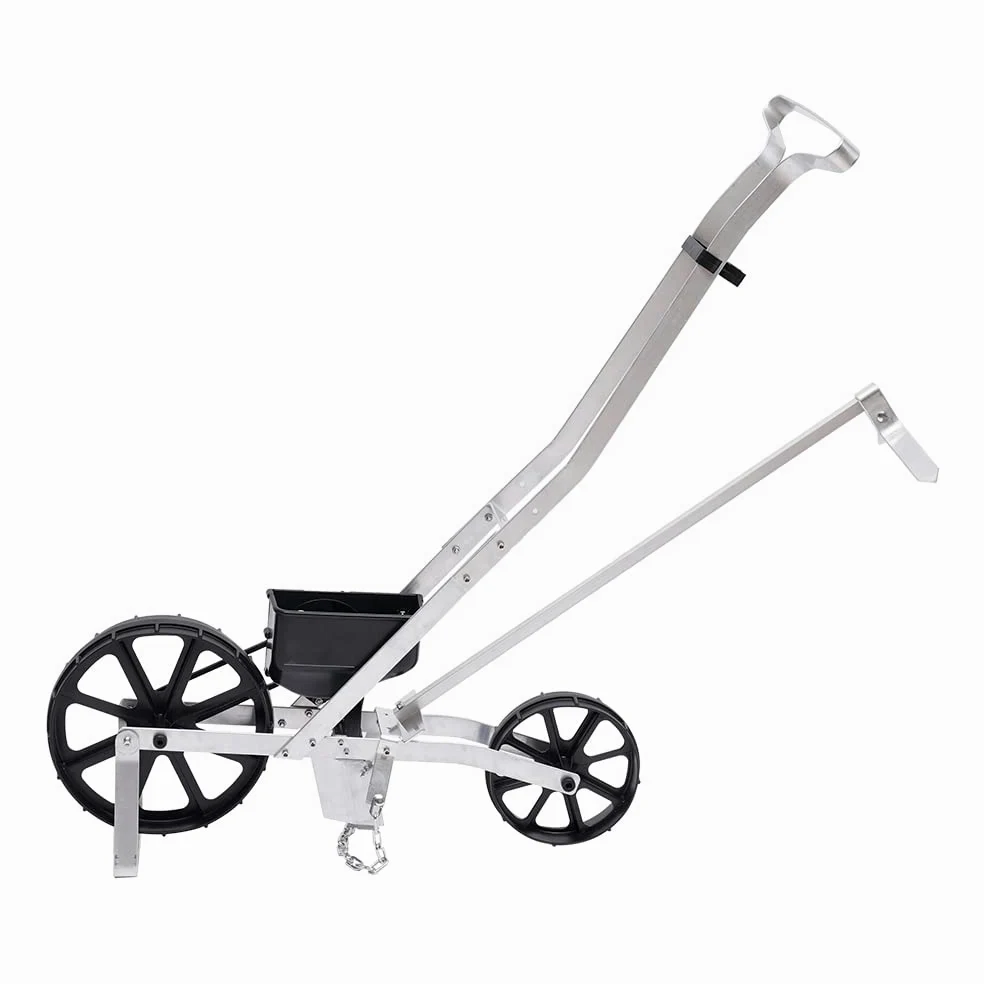 Aluminiowa siewnica ogrodowa, ręczna maszyna do sadzenia nasion, warzyw, srebrna, aluminiowa siewnik ręczny, jednorzędowa maszyna do dippelingu, do nasion takich jak kukurydza, por, szpinak, marchewka