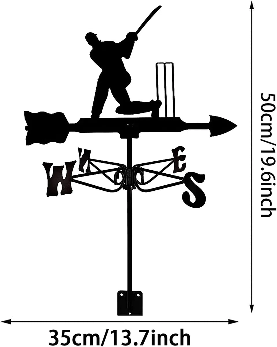 Metalowa wiatrowskaz, wiatrowskaz baseballowy Dekoracyjna wiatrowskaz Weathervane Garden Mount Yard Stake, Iron Weather Vane Farm Trwała scena, narzędzie pomiarowe Budowa palików o