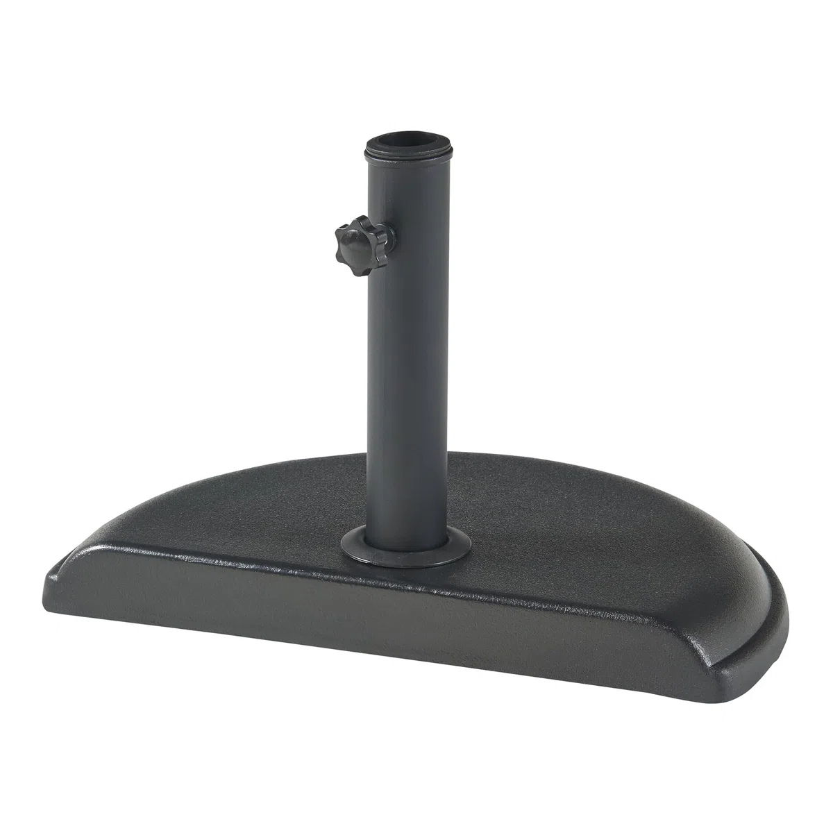 casa.pro stojak na parasole Bisenti stojak na parasol betonowy stojak na parasole Ø 33/37/41/48 mm 45 x 29 x 4,5 cm półokrągły wraz z adapterami czarny
