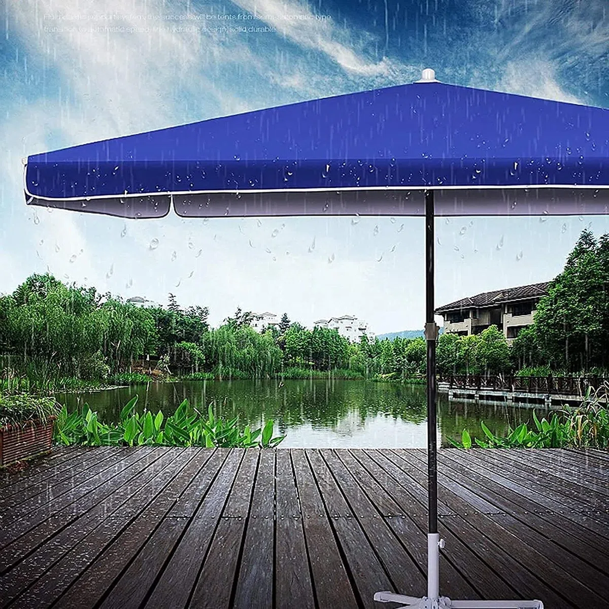 Parasol ogrodowy,Duży Parasol Parasol Niebieski Prostokątny Patio Na Zewnątrz Parasol W Stylu Rynku, na Balkon Stół Taras Ogród Deck Yard Cień Na Zewnątrz Stół Parasol