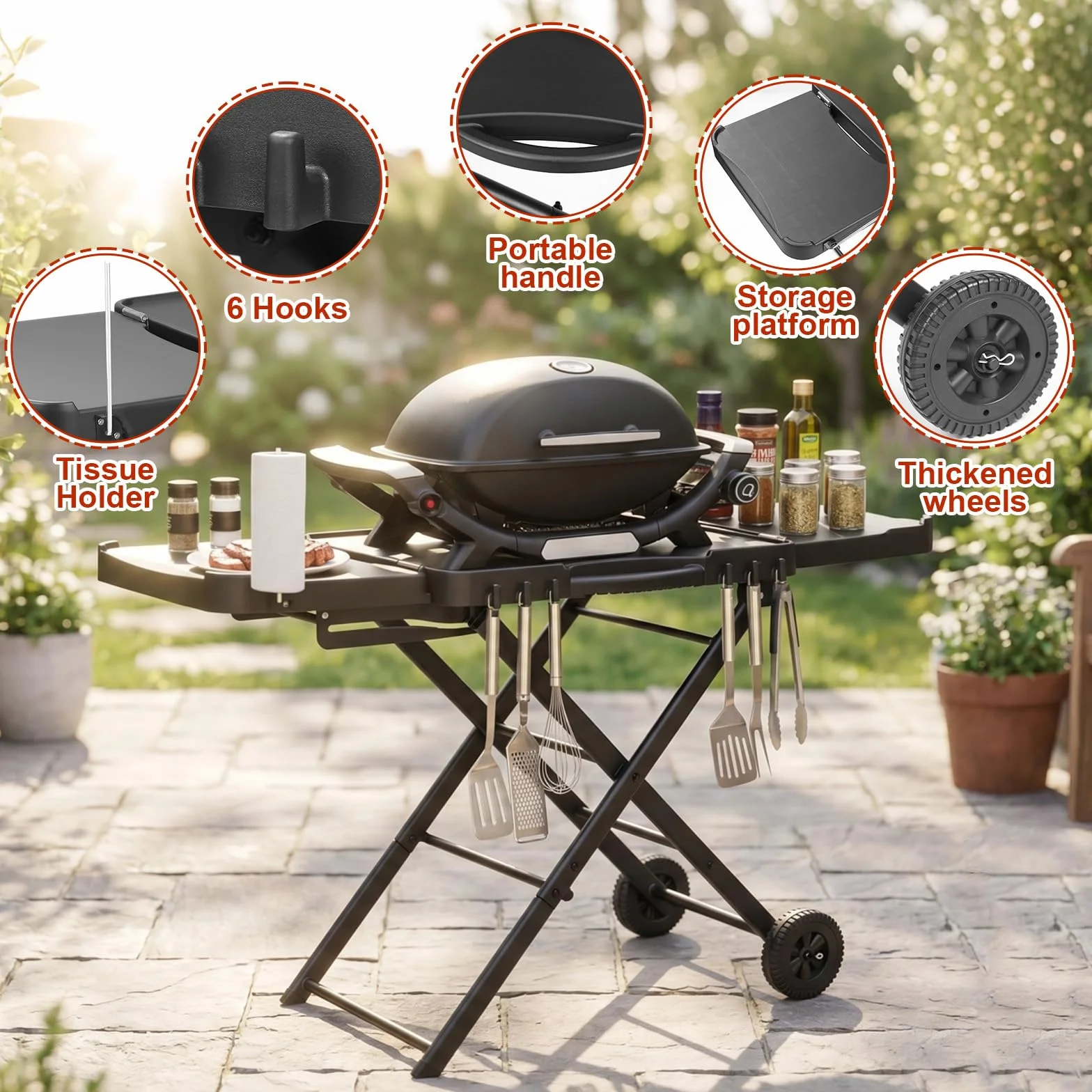 Denmay stojak na grilla Weber Q100 Q200 Q300 z kółkami