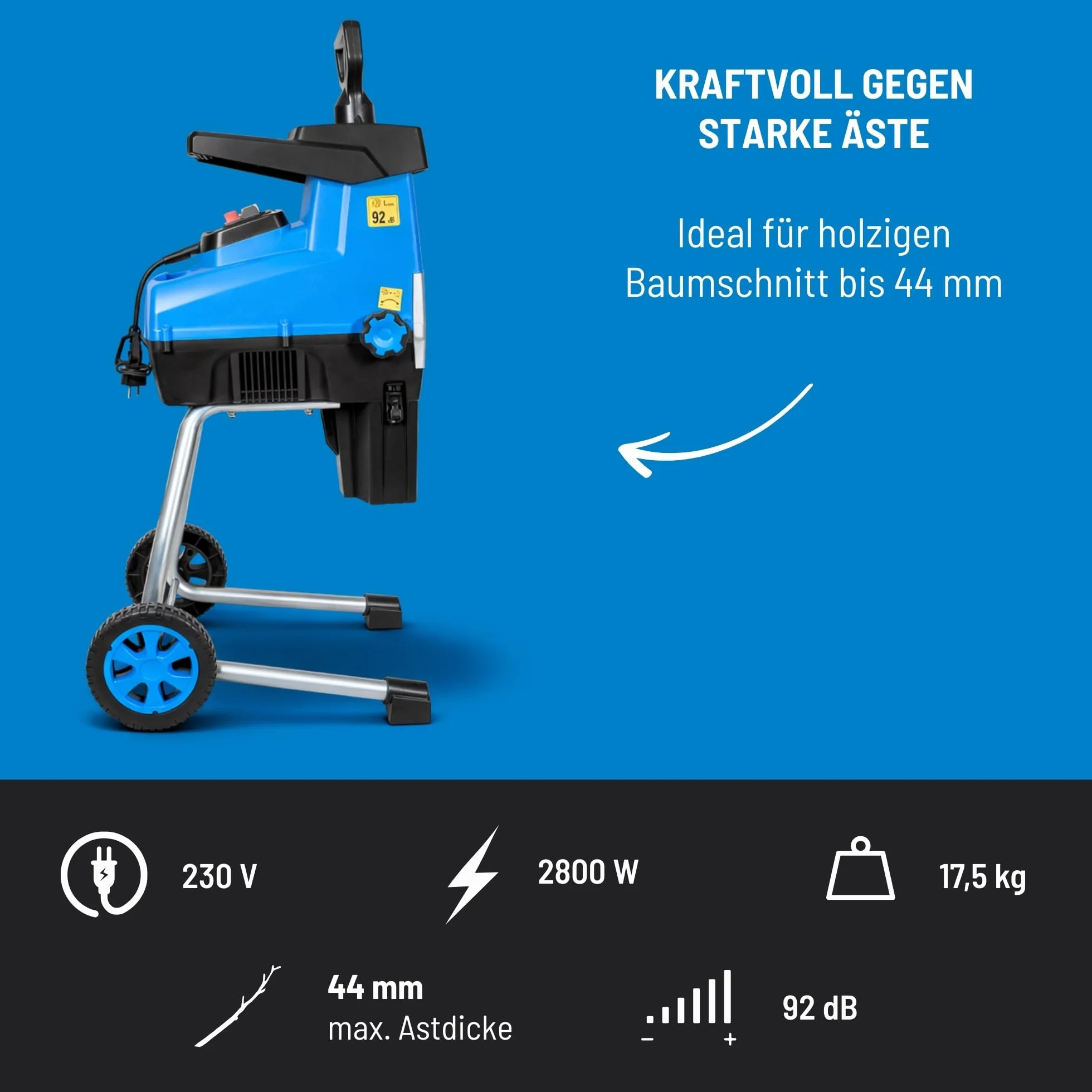 Güde GH 2801 SILENT sieczkarnia ogrodowa 2800 W 44 mm 30 l