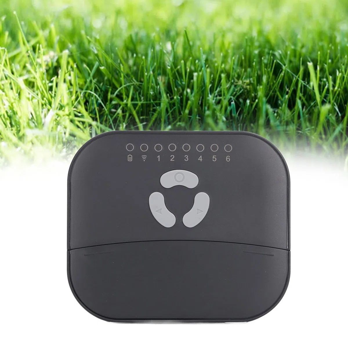 Generic Inteligentny Sterownik Zraszaczy 6-strefowy System Nawadniania Adaptacyjnego WiFi do Ogrodu Trawnikowego w Kolorze Czarnym ABS (wtyczka UE)
