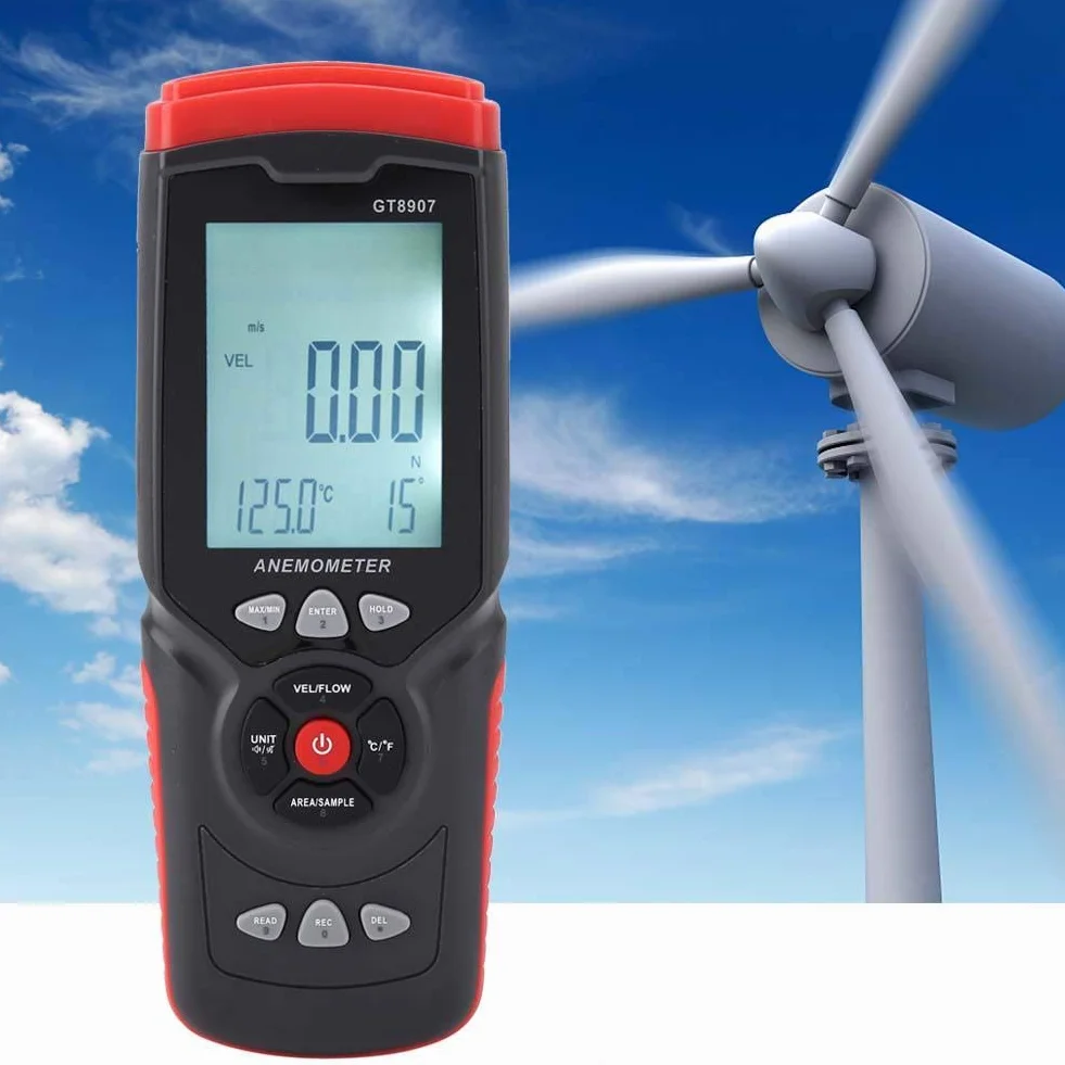 GT8907 Wysoko precyzyjny USB Anemometr Prędkość wiatru / Temperatura/wilgotnościomierz cyfrowy termometr wiatrowy