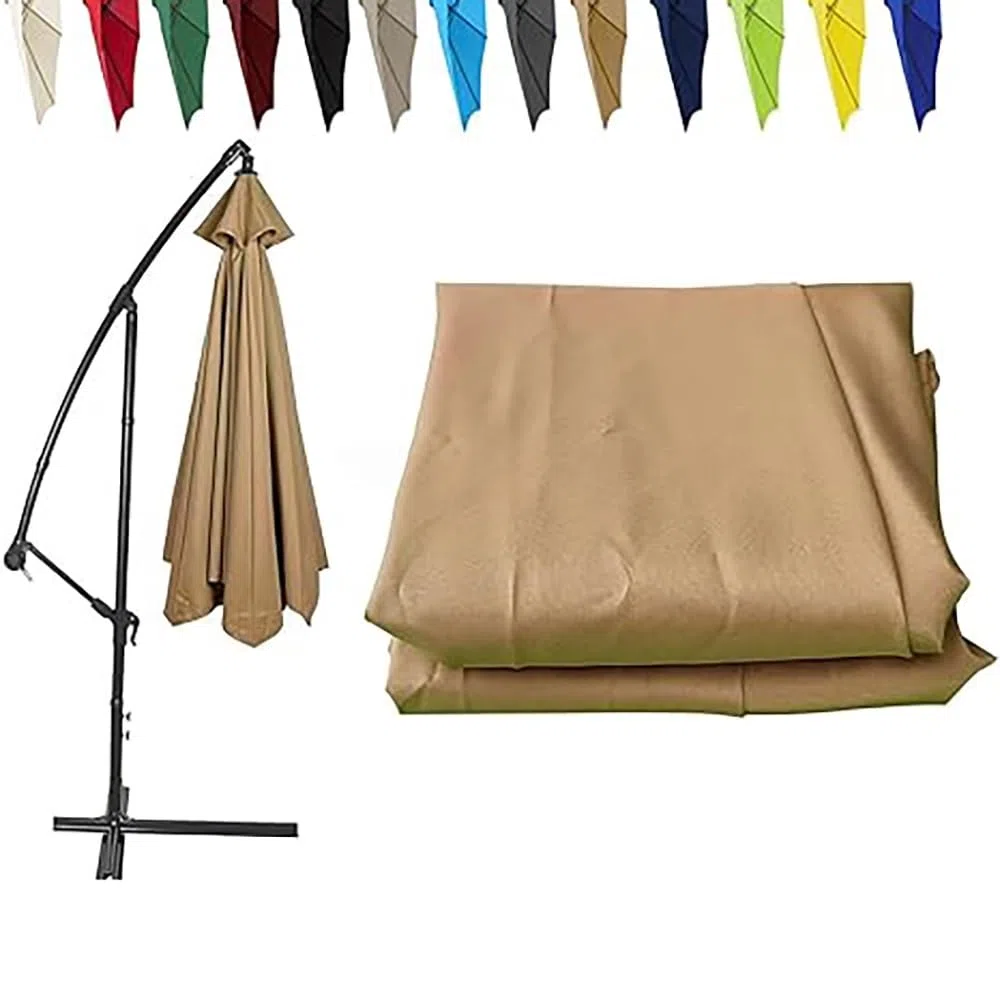 Zapasowy baldachim do okrągłego parasola tarasowego, wodoodporny, do ogrodu, balkonu, basenu, pawilonu, 2,7 m, khaki