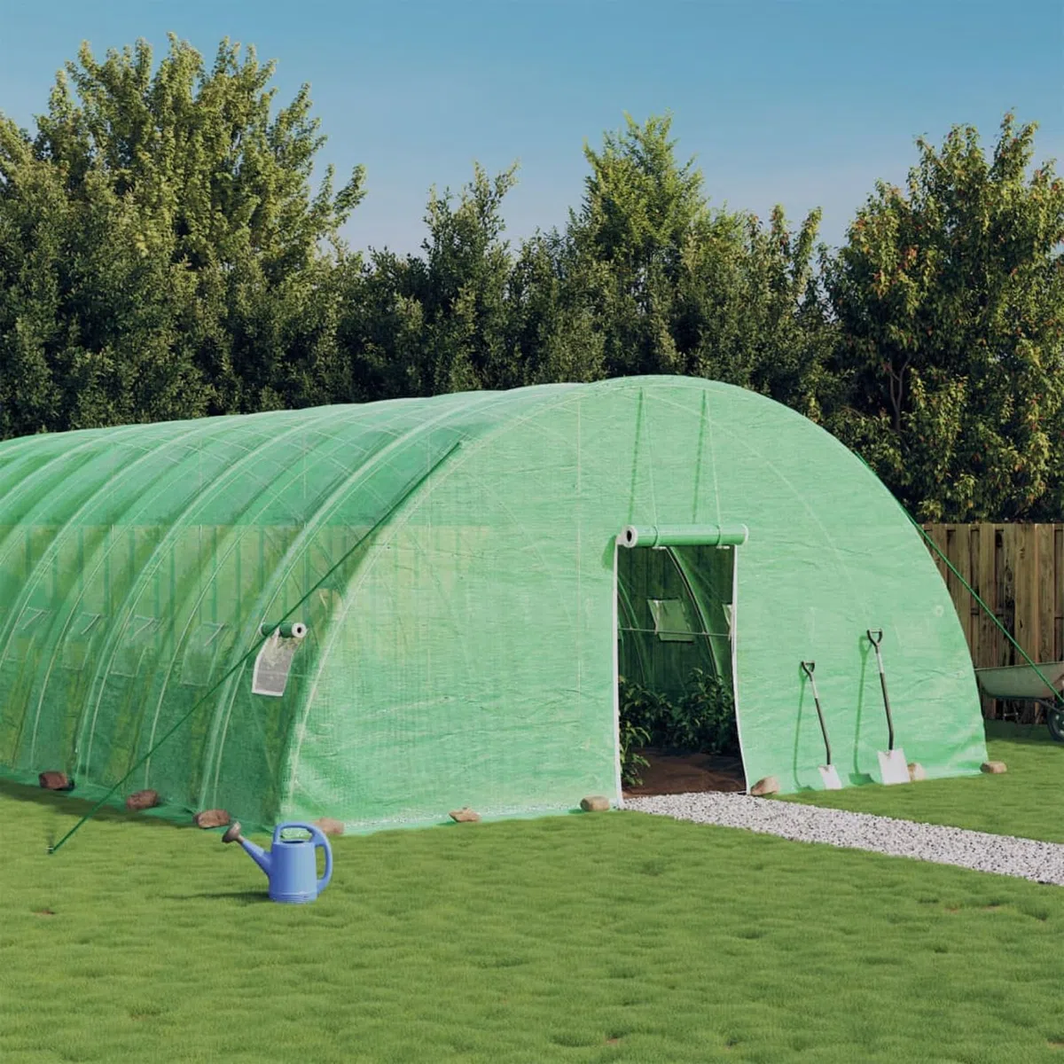 SECOLI Szklarnia foliowa, odporna na warunki zimowe, tunel foliowy, szklarnia ze stalową ramą, zielona, 144 m², 24 x 6 x 2,85 m, pomidory, szklarnia, tunelowa, szklarnia, zimowa, odporna na mróz