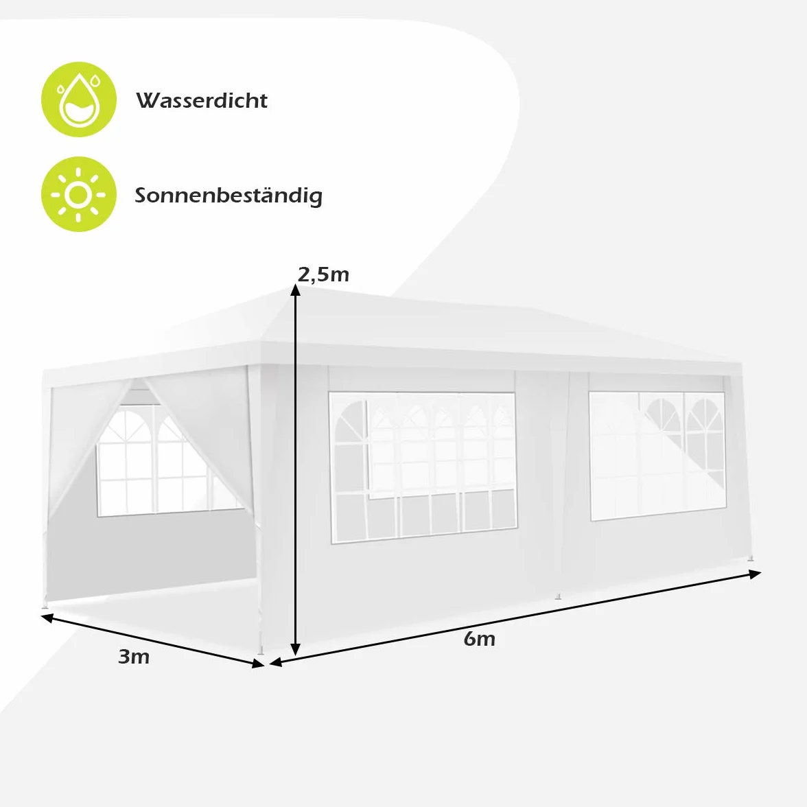 GOPLUS Pawilon imprezowy, namiot, namiot ogrodowy, pawilon biesiadny, namiot piwny, pawilon imprezowy, wykonany z włókien poliestrowych i żelaza, różne kolory, 3 x 6 m (zielony)