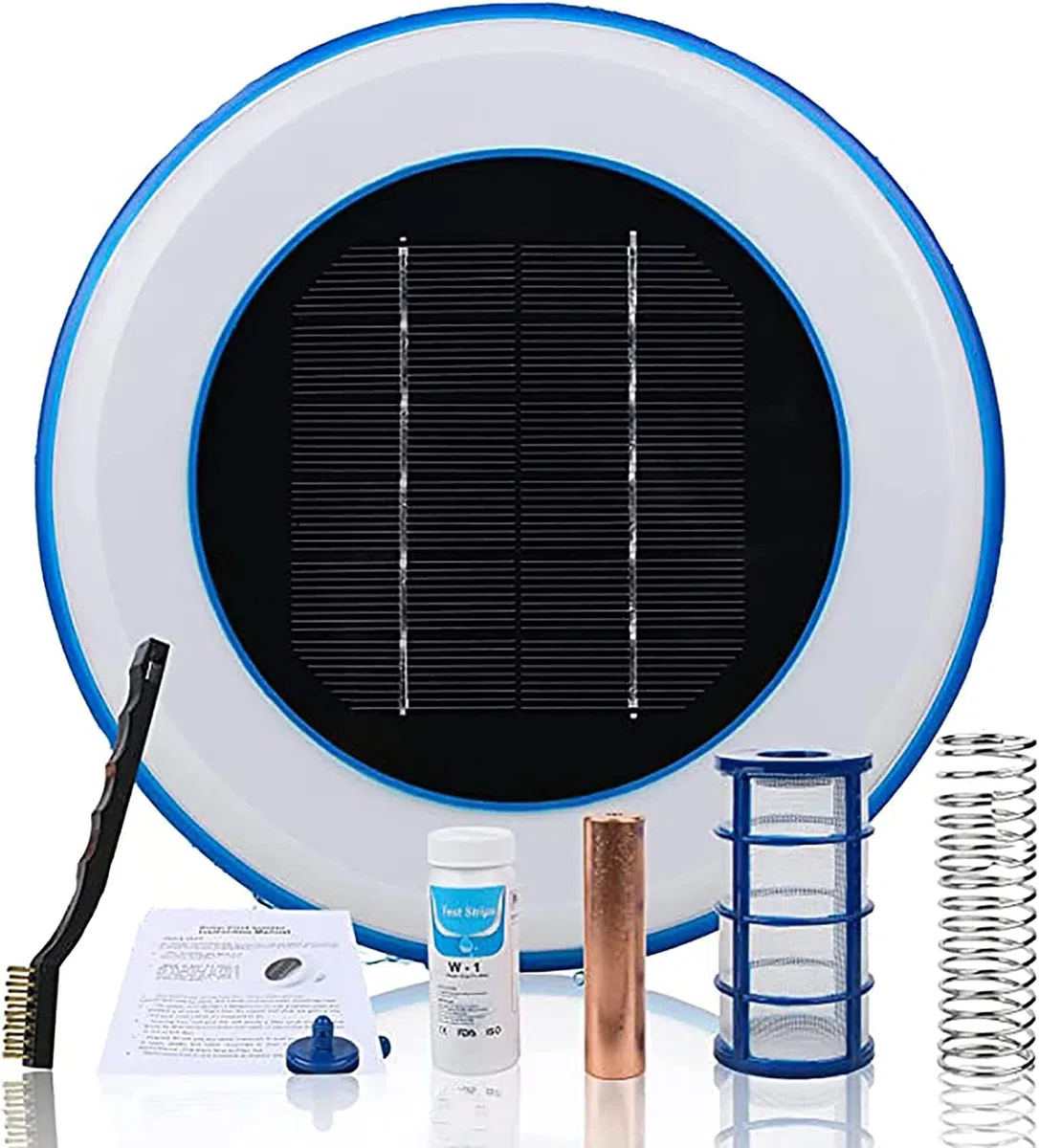 Solarny jonizator basenowy – zasilany energią słoneczną oczyszczacz wody i środek czyszczący do basenów i spa, idealny sprzęt do czyszczenia fontann