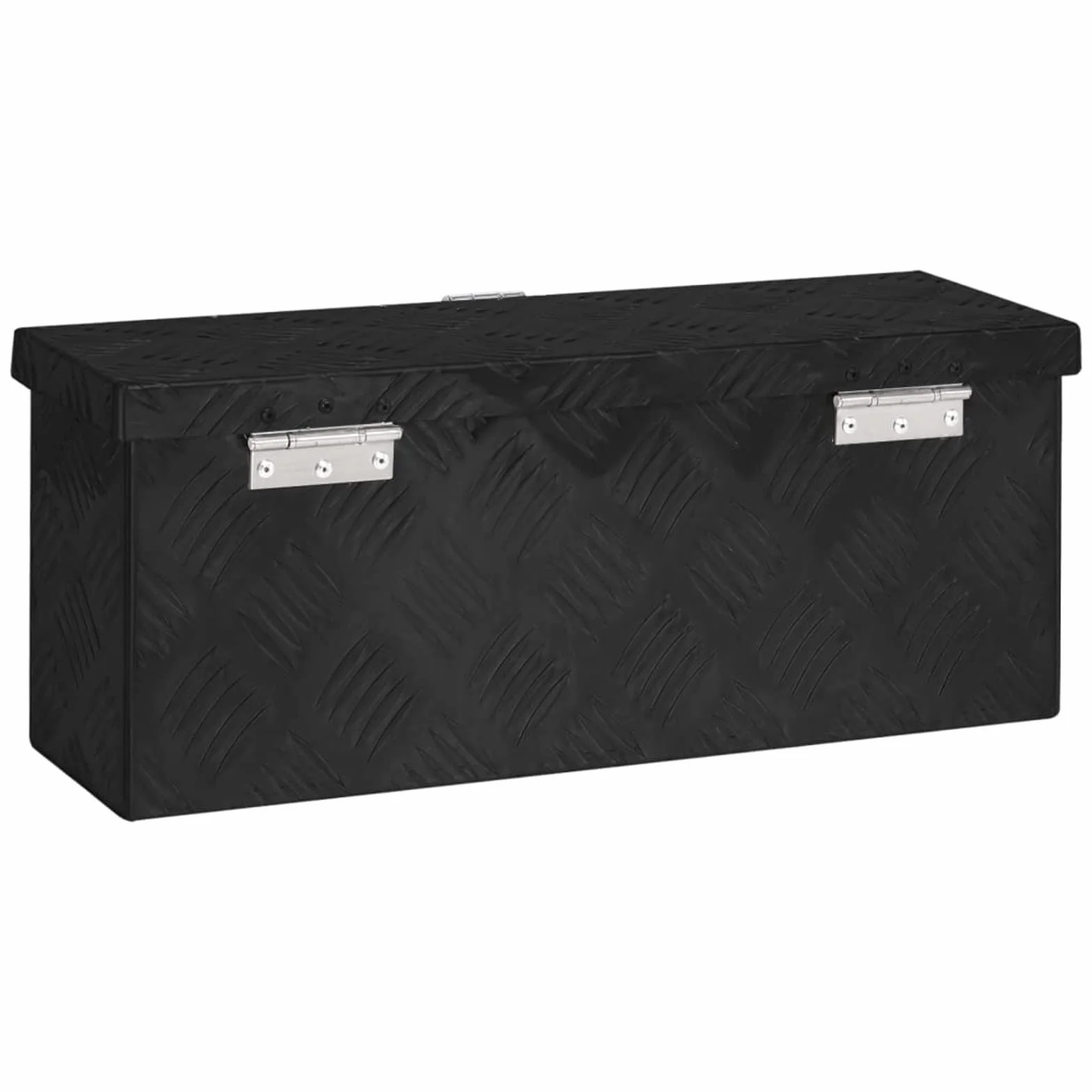 Homgoday Domowe czarne pudełko do przechowywania 50 x 15 x 20,5 cm Aluminiowe skrzynie i kufry zewnętrzne, pojemnik na narzędzia ogrodowe, pufa zewnętrzna, skrzynia zewnętrzna