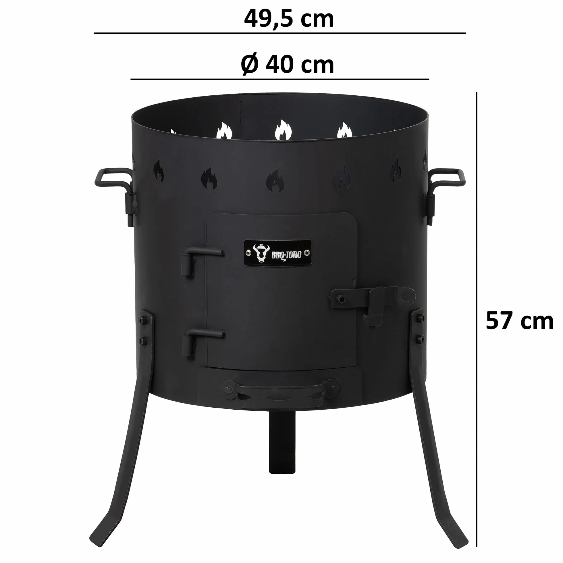 BBQ-Toro Żeliwny Kazan 19 litrów z piecem kazanowym Ø 40 cm | garnek żeliwny XXL z pokrywką, garnek żeliwny | kocioł na gulasz, piec na zewnątrz, piec do ognia, piec jednogarnkowy, palenisko, Utschak