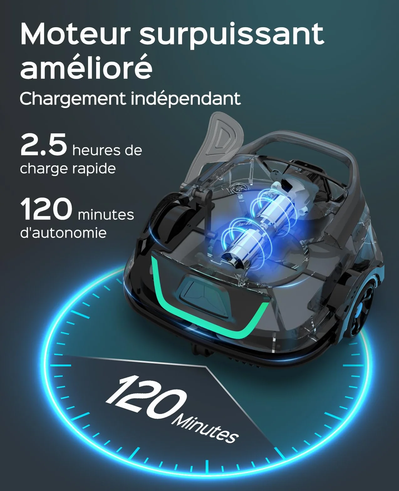WYBOT Akumulator robota basenowego A1 z podwójnym systemem filtrów 100 m² bezprzewodowy odkurzacz basenowy
