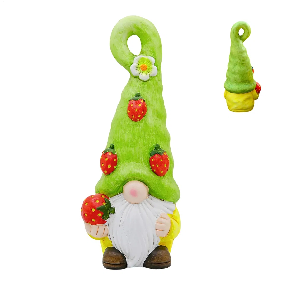 Krasnale dekoracyjne Ceramiczna figurka krasnala z owocami | Wiosenne dekoracje do domu Na stół, półkę, parapet, do salonu
