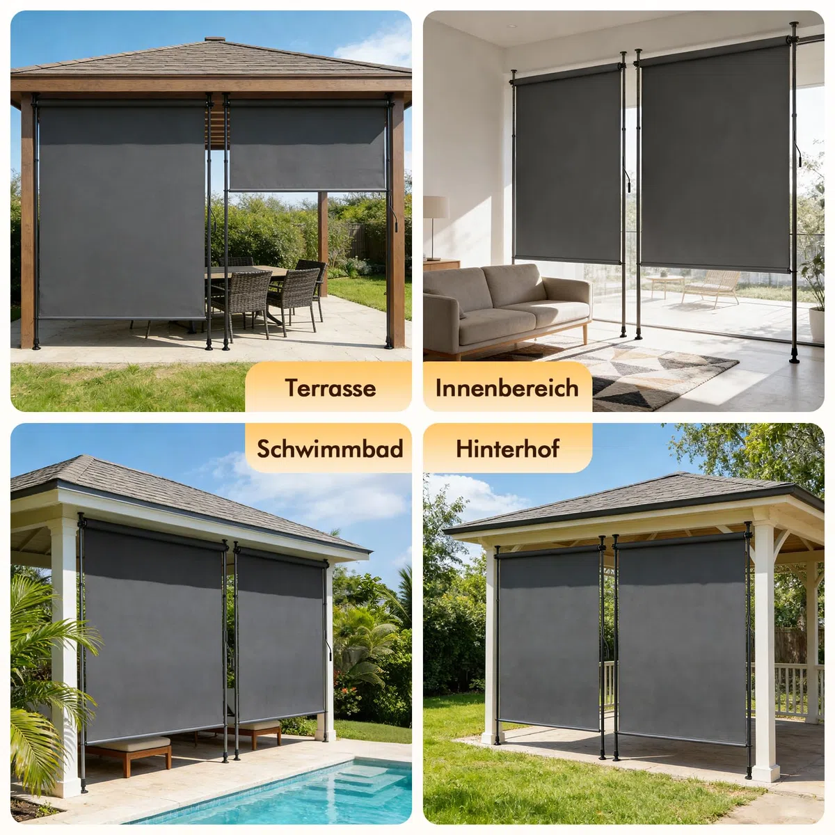 Markiza zaciskowa, 120 x 310 cm, markiza boczna, wysuwana, z korbą ręczną, nie wymaga wiercenia, markiza pionowa, ochrona przed wzrokiem, odporna na działanie warunków atmosferycznych, na
