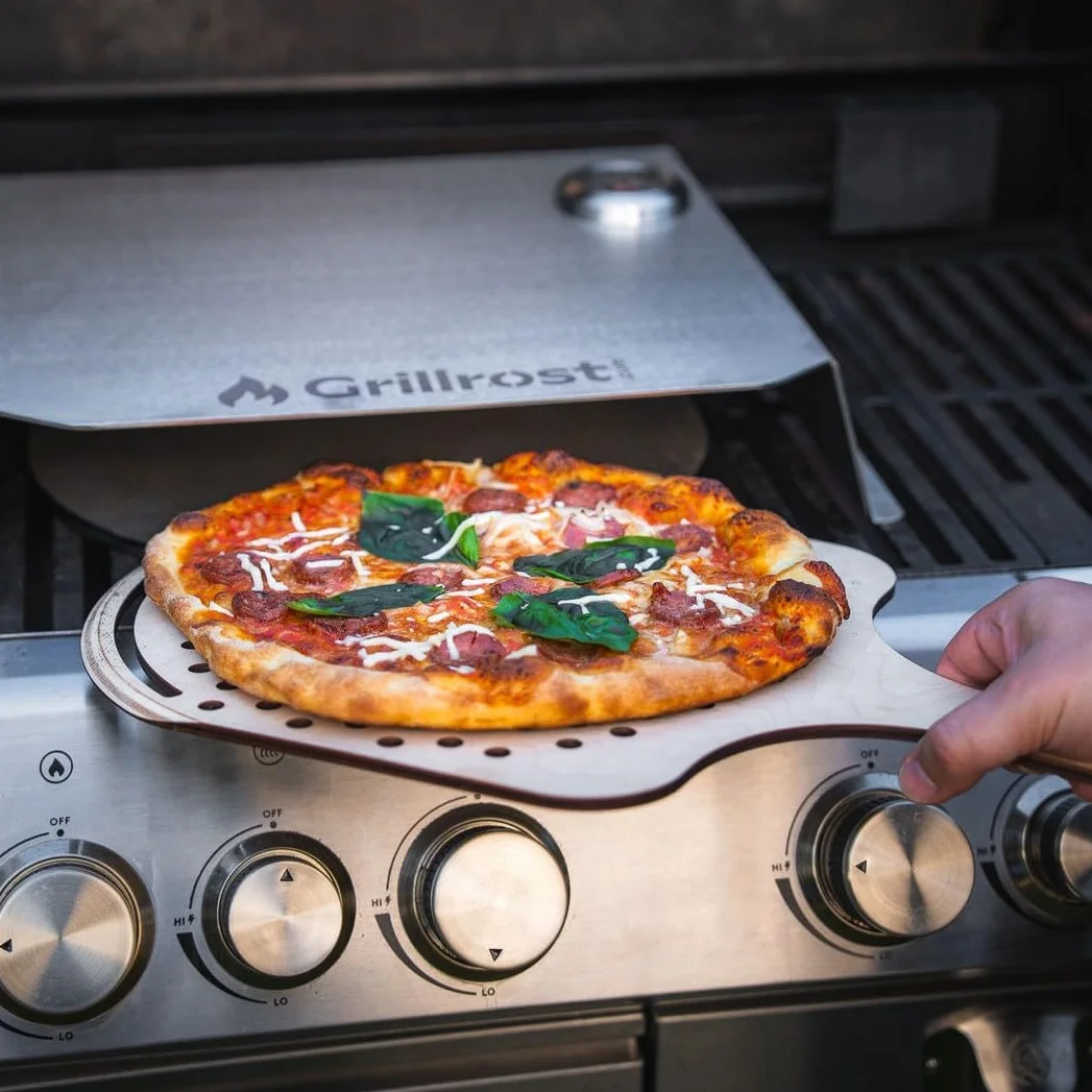 Grill gazowy do pizzy | Pokrywa do pizzy wykonana ze stali nierdzewnej - idealny ¿ar dla pizzy, jak z pieca opalanego drewnem
