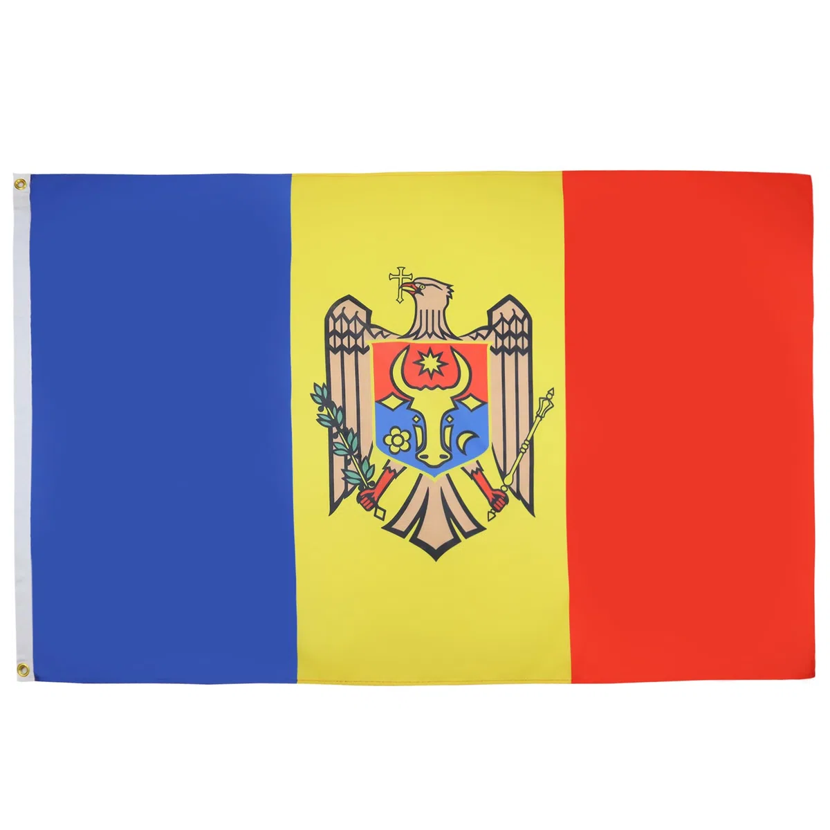 AZ FLAG Flaga Mołdawii - 100D poliester Mołdawski baner z dwoma metalowymi przelotkami - odporny na blaknięcie - żywe kolory - 3 stopy x 5 stóp - 150 x 90 cm