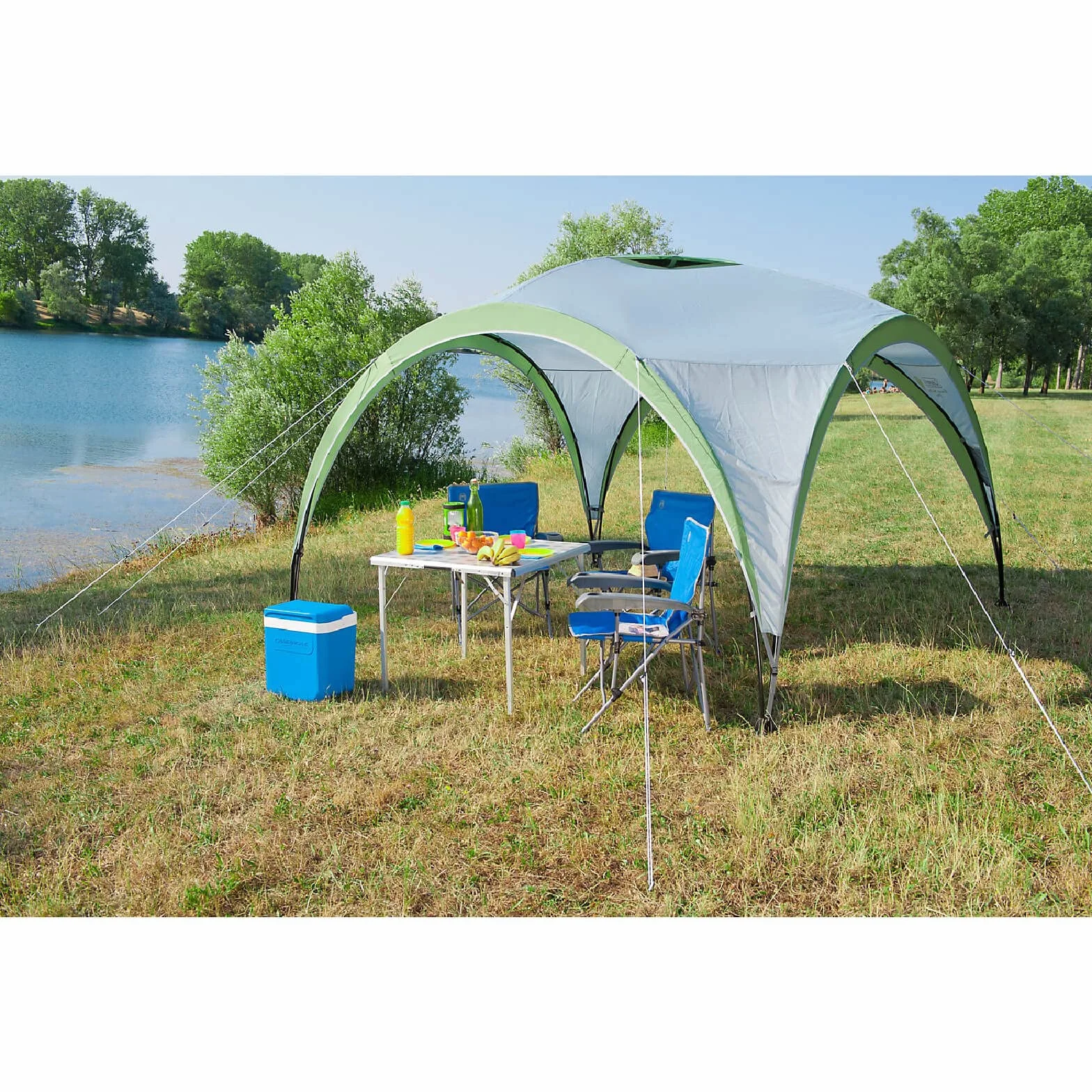 Coleman Altana Event Shelter Pro L 3,6 x 3,6 m na festiwale, do ogrodu i na kemping, solidna konstrukcja stalowych słupków, duży namiot imprezowy z ochroną przeciwsłoneczną SPF 50+