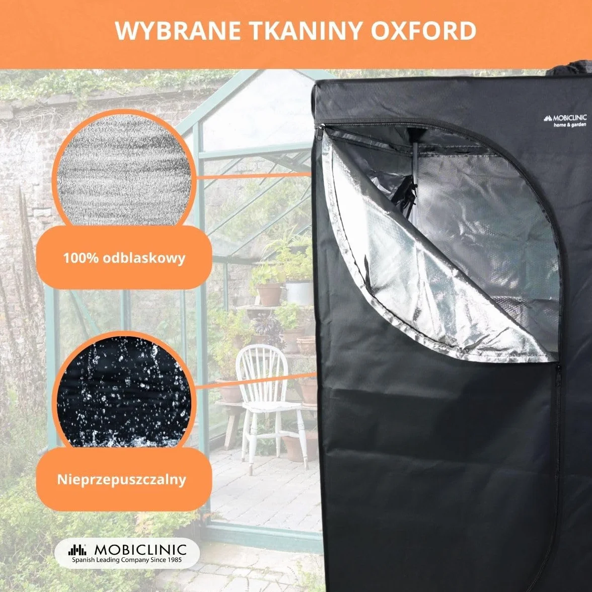 Mobiclinic®, Namiot do uprawy wewnętrznej, 240x120x200cm, Growbox, Premium mylar 97% odblaskowy, Hydroponiczny, Wodoodporny, Zdejmowane dno, Gruba, Tkanina nylonowa, Solidna konstrukcja, Grow tent