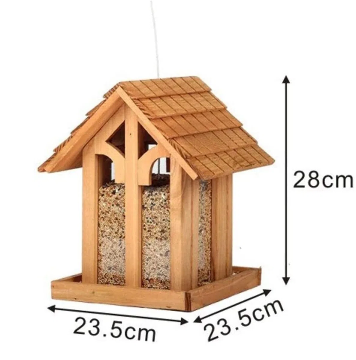 Karmnik dla Dzikich Ptaków Bird Feeder Drewniany Karmnik Dla Ptaków Wiszący Z Dachem Do Ogrodu Karmienia Na Zewnątrz Wróbli