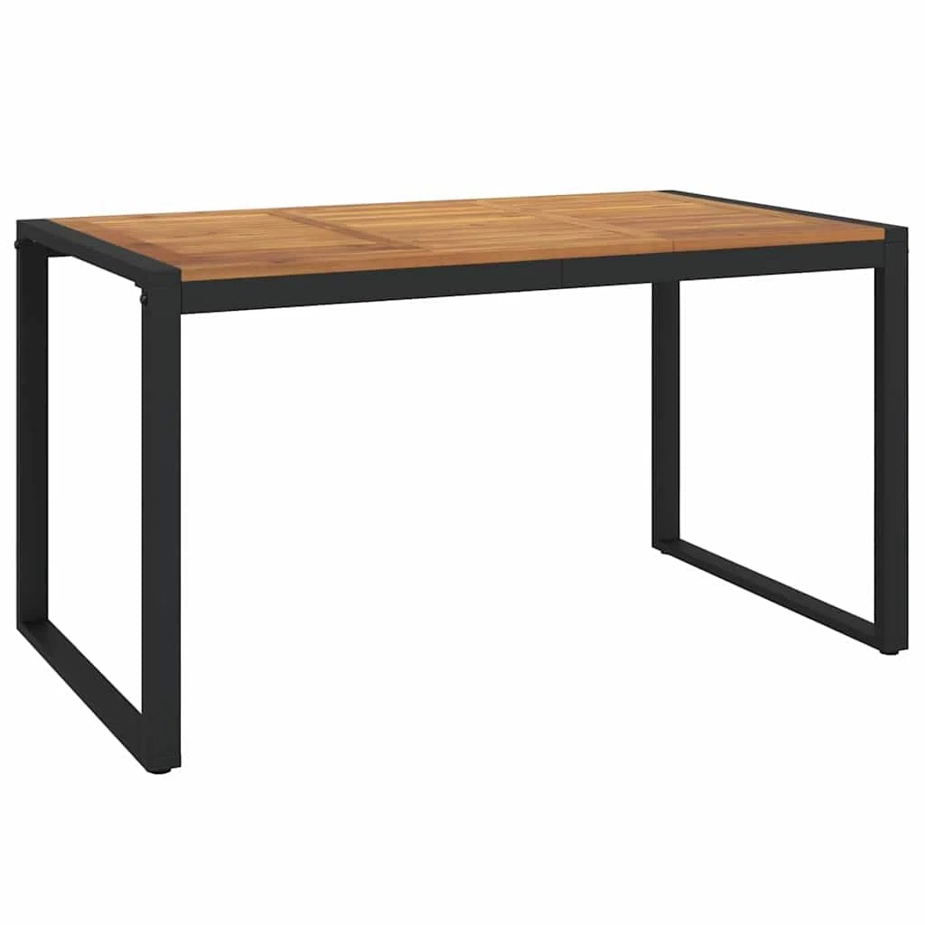 Générique Stół ogrodowy z litego drewna akacjowego 140x80x75 cm | Nóżki z metalu termolastycznego, stabilna góra, industrialny wygląd, na zewnętrzne patio