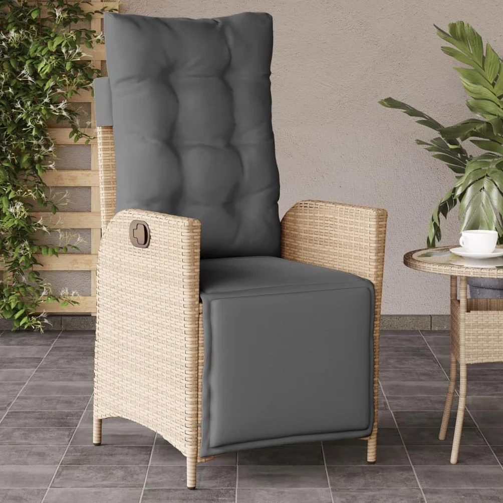 vidaXL Rozkładany fotel ogrodowy z podnóżkiem, mieszany beż, rattan PE, fotel ogrodowy, fotele ogrodowe, fotel rozkladany, fotel rozkładany