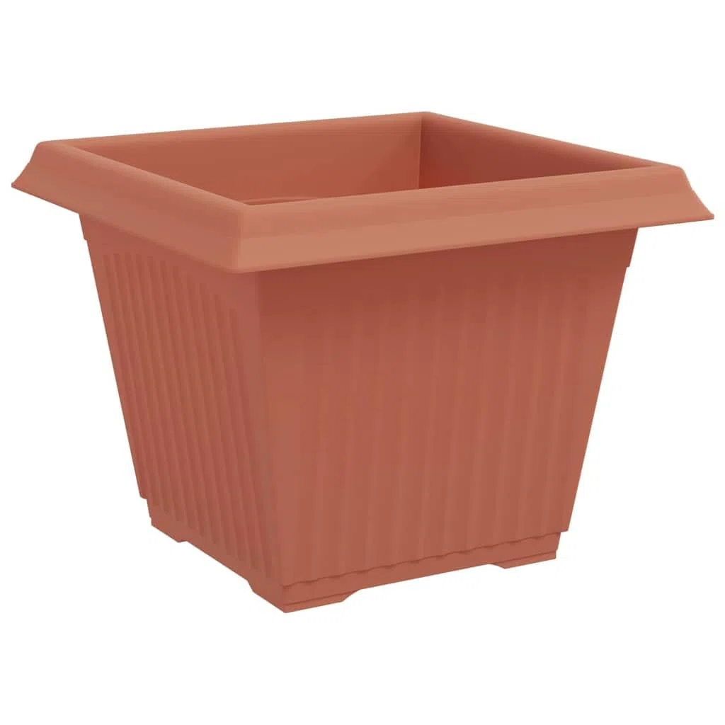 Hothingwell Doniczki na rośliny 24 szt. Czerwona cegła 28,5 x 28,5 x 22 cm | Wytrzymały plastik, otwory drenażowe, lekkie, na balkon taras wewnątrz na zewnątrz