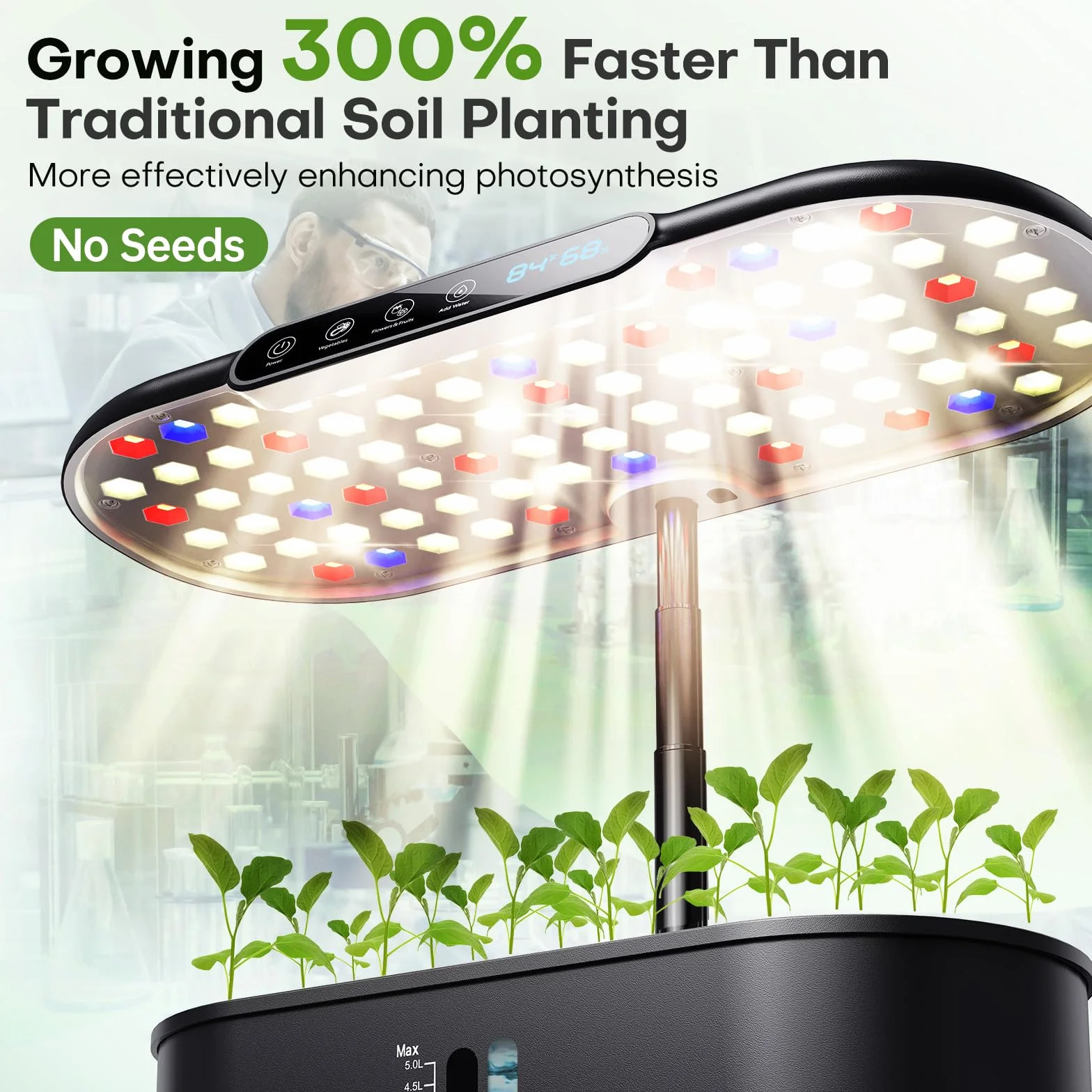 Ahopegarden Zestaw do uprawy hydroponiki, ogród, 12 strąków, zioła, ogród, LCD, wykrywanie środowiska, kiełkowanie, lampa LED do wzrostu, hydroponika, hodowca, zdrowe świeże warzywa