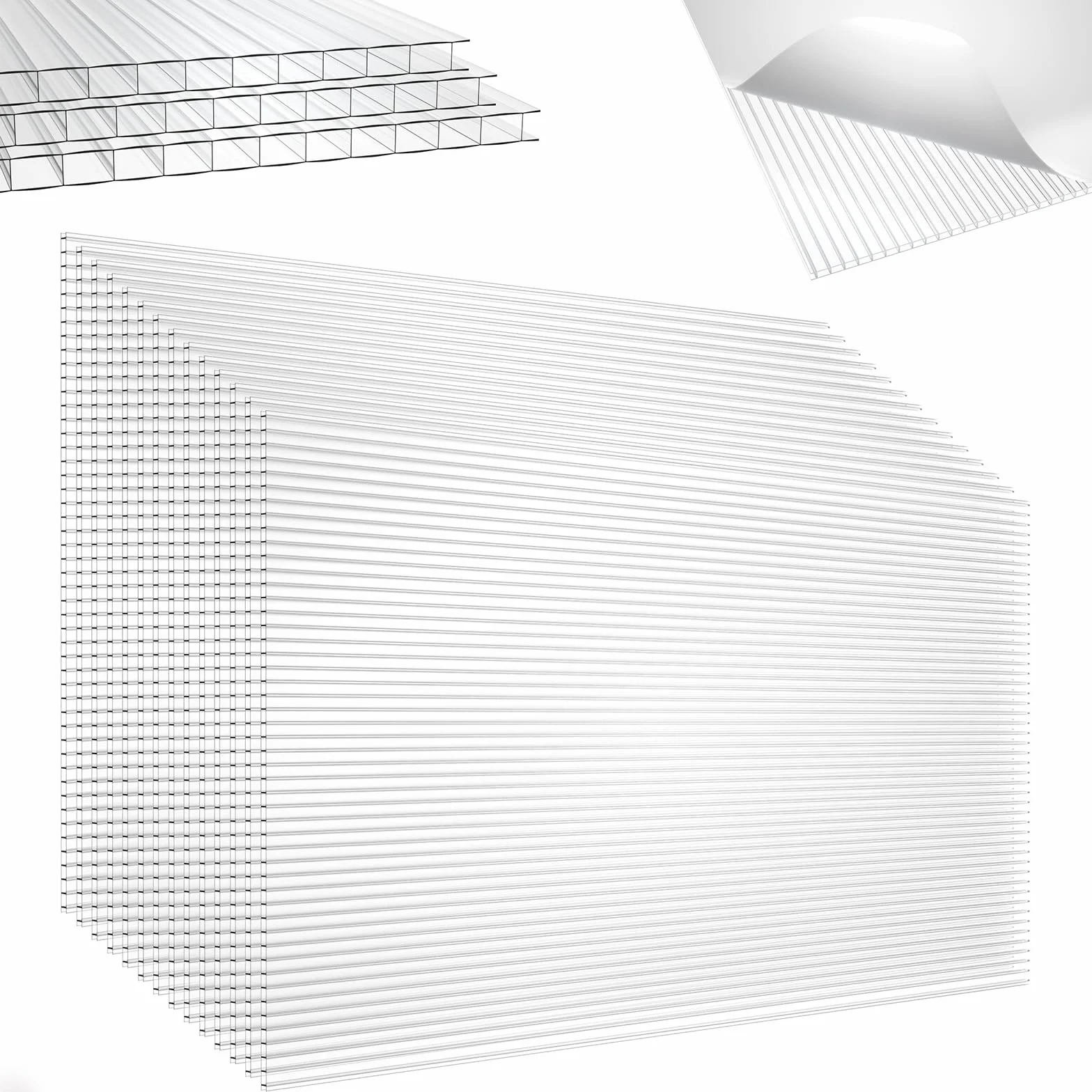 Płyty komorowe z poliwęglanu 605 x 1210 x 4 mm przezroczyste odporne na UV