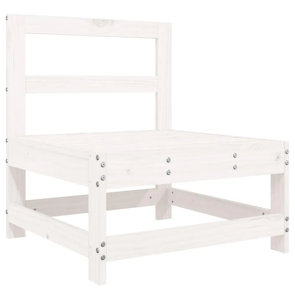 5-częściowy zestaw mebli ogrodowych biały, lite drewno sosnowe, wytrzymały zestaw mebli outdoorowych na taras, balkon, werandę, modułowy design, nośność 110 kg