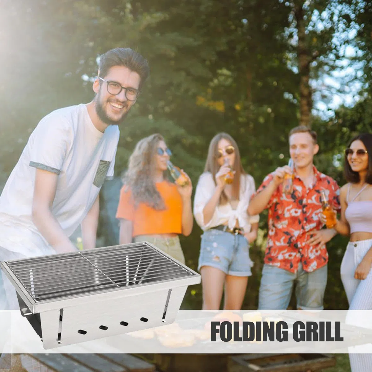 Grill Barbecue Składany Sprzęt do Gotowania Odporny na Wiatr | Paleniska Zewnętrzne Na Wędkowanie Wędrówki Balkon Taras Podróżowanie Grillowanie Przy Ognisku