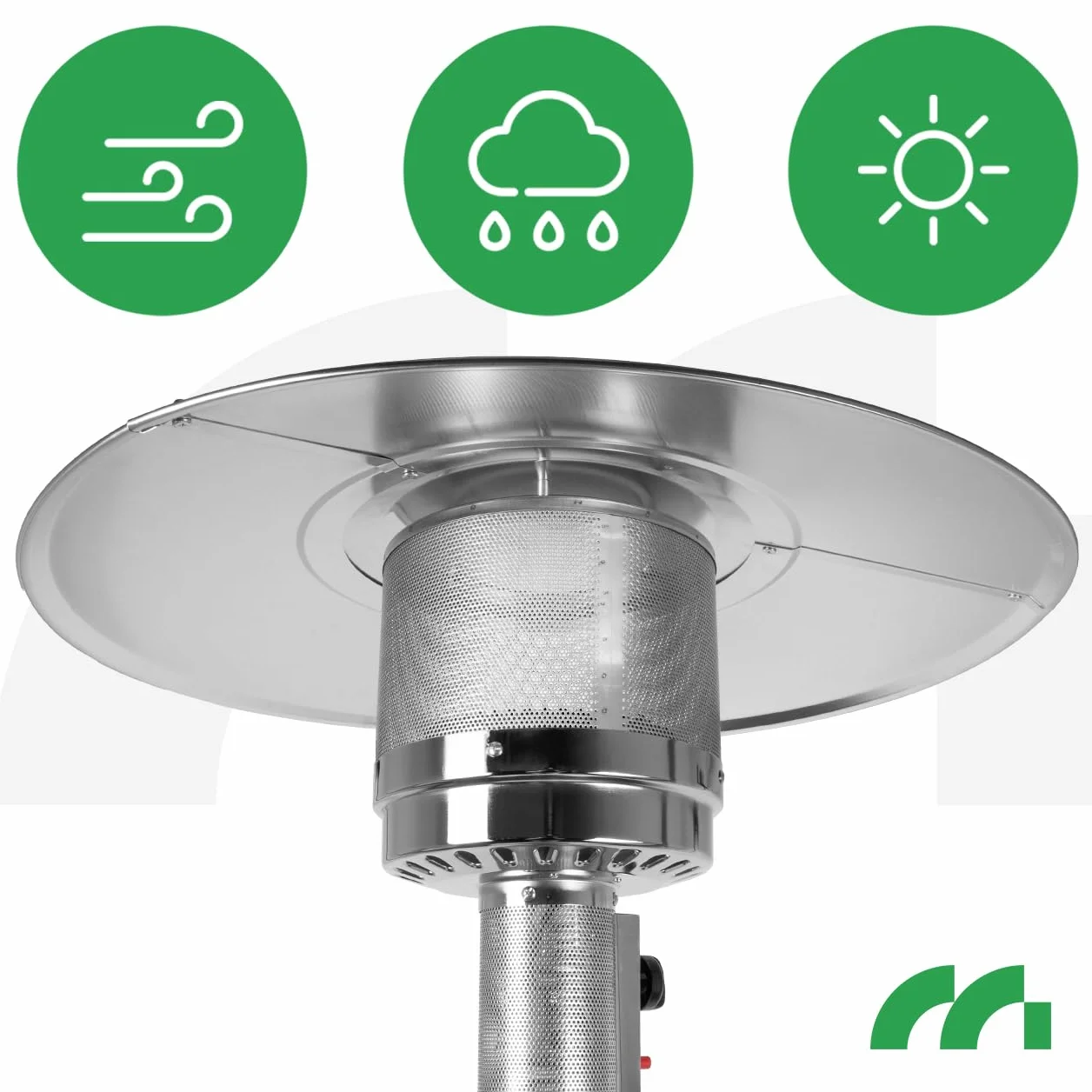 MalTec Grzejnik gazowy parasol 13 kW taras ZONE GH155 wysokość 220 cm osłona wąż stalowy