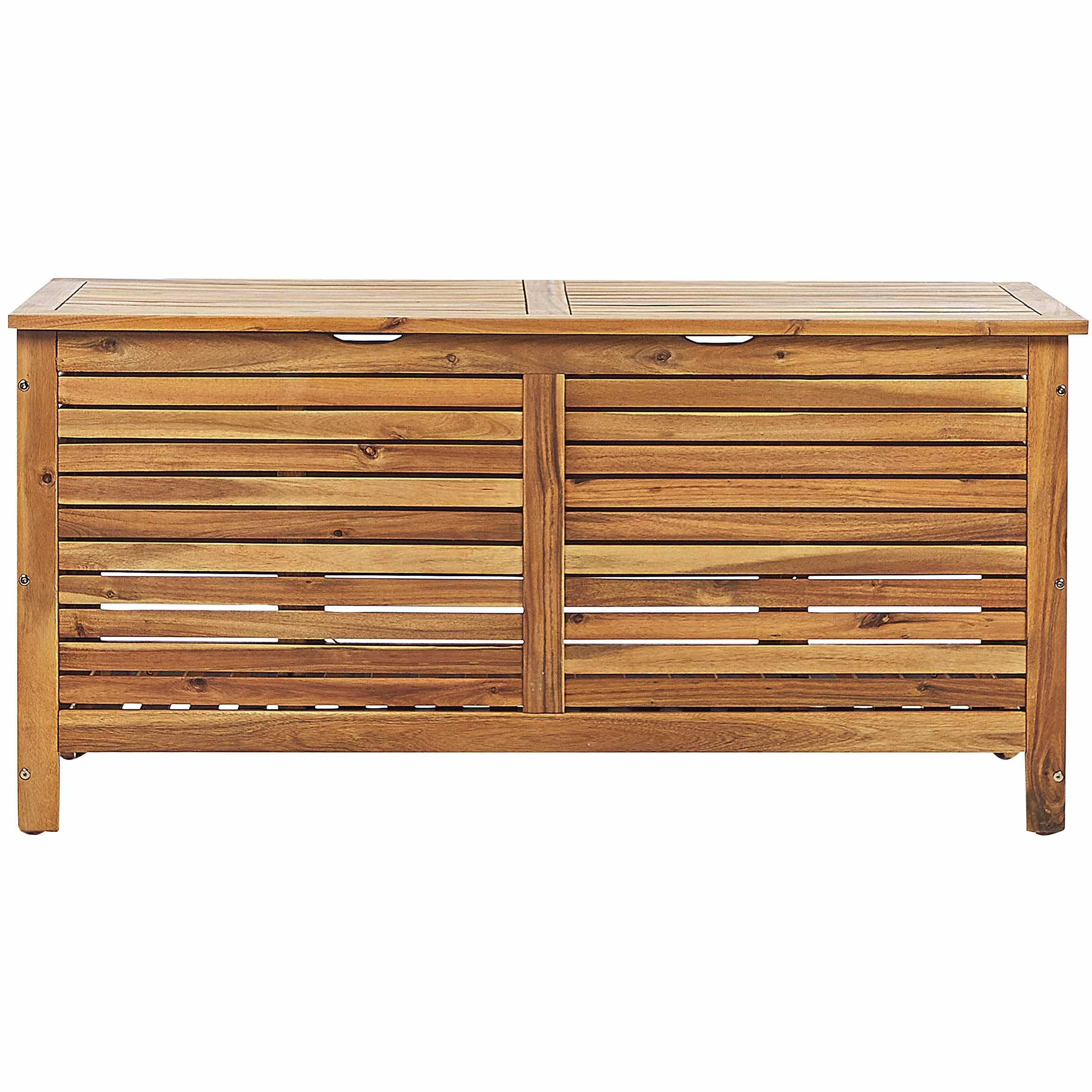 Skrzynia ogrodowa jasnobrązowy akacja pokrywa na zewnątrz 130 x 64 cm Riviera