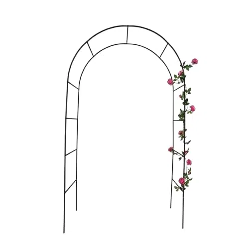 Wytrzymały metalowy łuk różany do użytku wewnątrz i na zewnątrz, solidny stojak na kwiaty pergola i wsparcie dla roślin pnących, elegancka czarna rama pawilonu ogrodowego