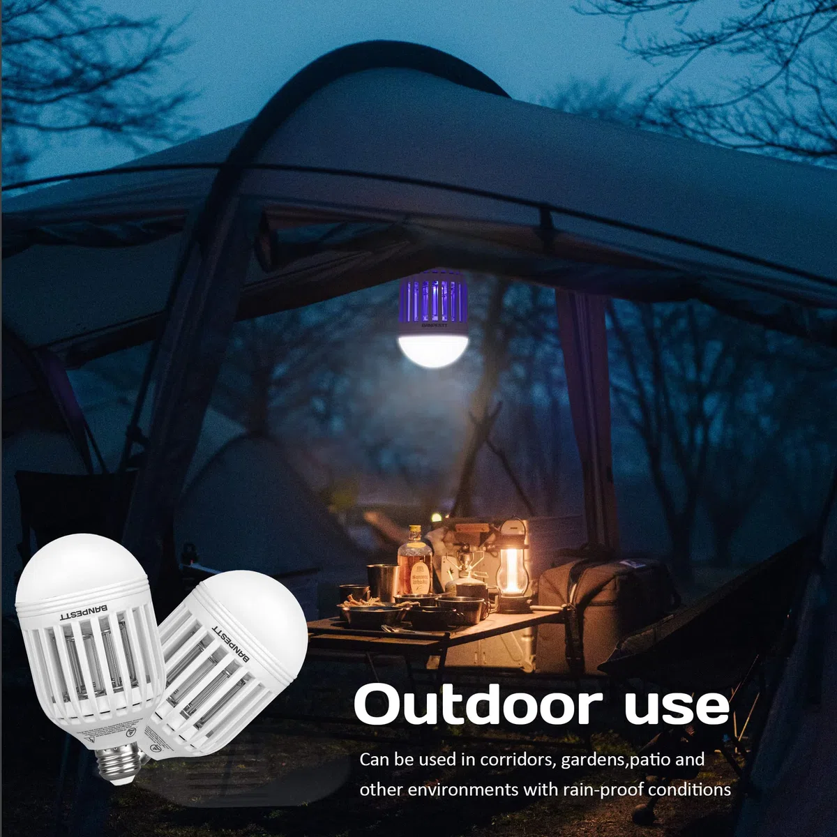 BANPESTT [2-Pack] Bug Zapper Żarówka 2-w-1 Komar Zapper Gnat Pułapka do wewnątrz i na zewnątrz - Elektryczny zabójca owadów i pułapki do zwalczania szkodników dla domu podwórko