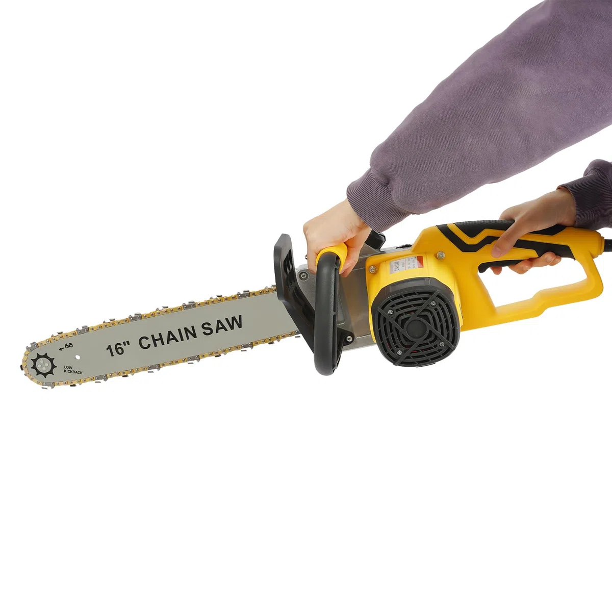 Elektryczna piła łańcuchowa 2000 W z szyną 16 cali (40 cm), z automatycznym smarowaniem łańcucha i hamulcem łańcuchowym, nadaje się do cięcia różnych rodzajów drewna