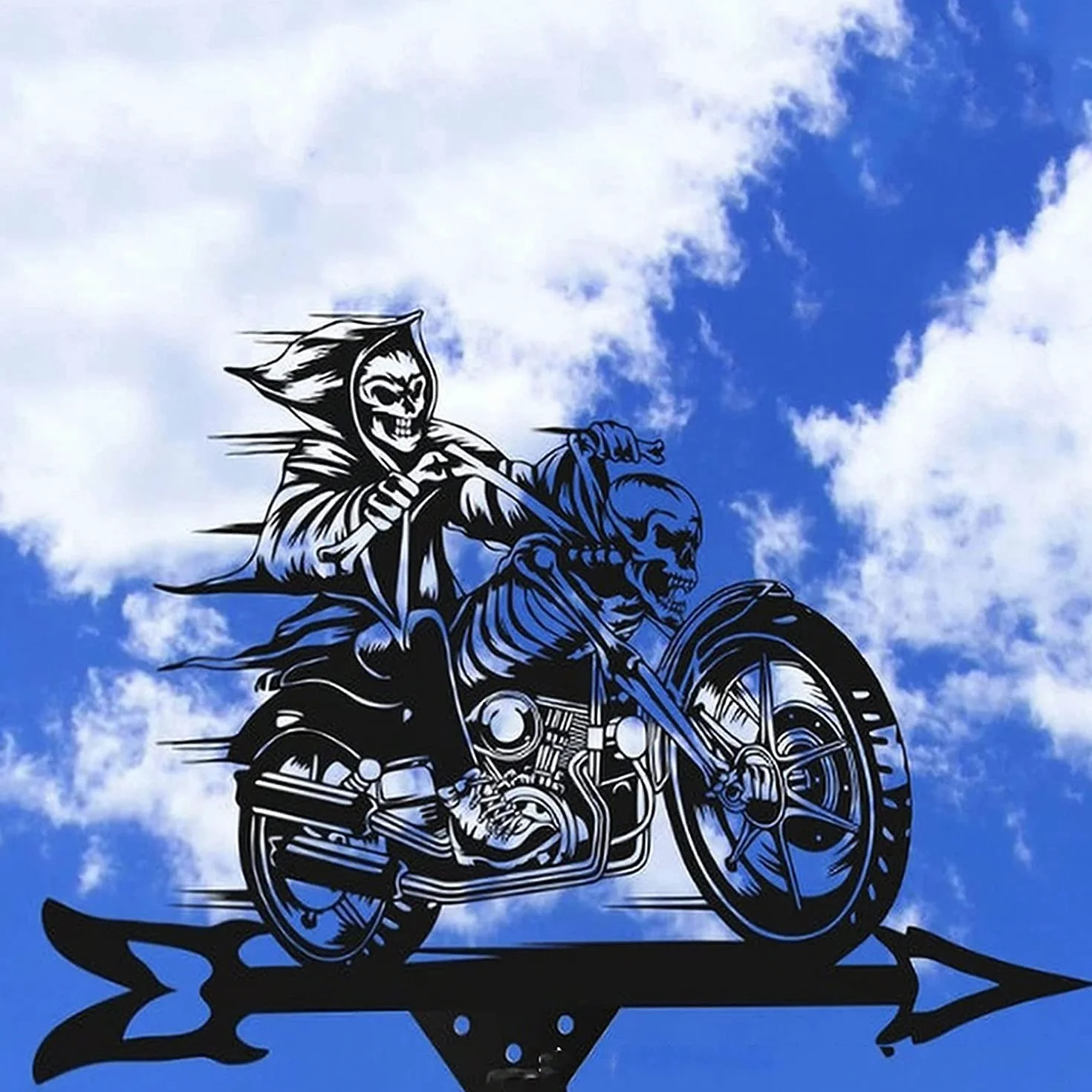 Alnicov Grim Reaper metalowa wiatrowskaz, zwierzęca, wiatrowskaz z mocowaniem dachowym, dekoracje ogrodowe, do użytku na zewnątrz, na farmę, podwórko, pawilon ogrodowy