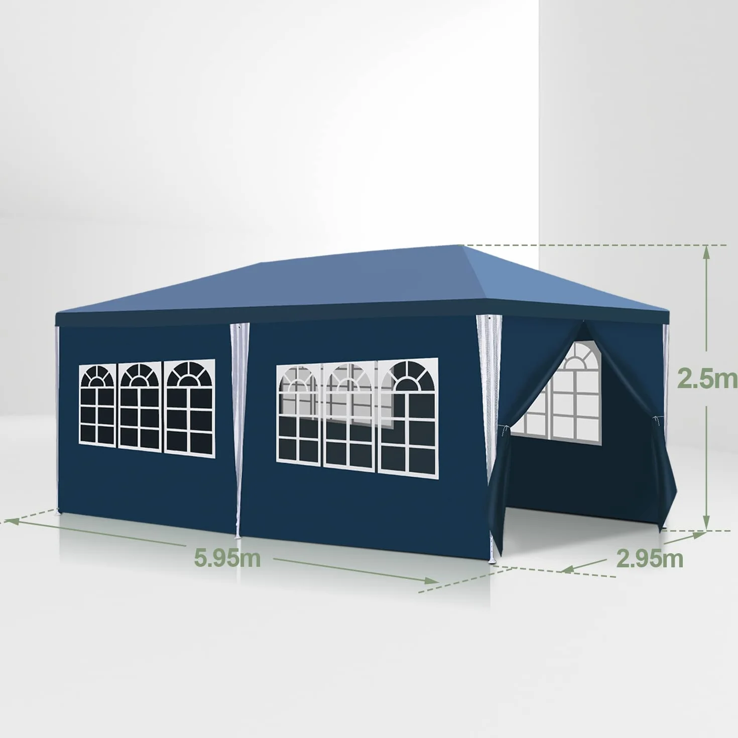 Pawilon 3 x 6 m, wodoszczelny, stabilny namiot imprezowy, wysokiej jakości plandeka PE, namiot biesiadny, odporny na działanie promieni UV, namiot ogrodowy, 100 g/m², namiot piwny z 6 częściami