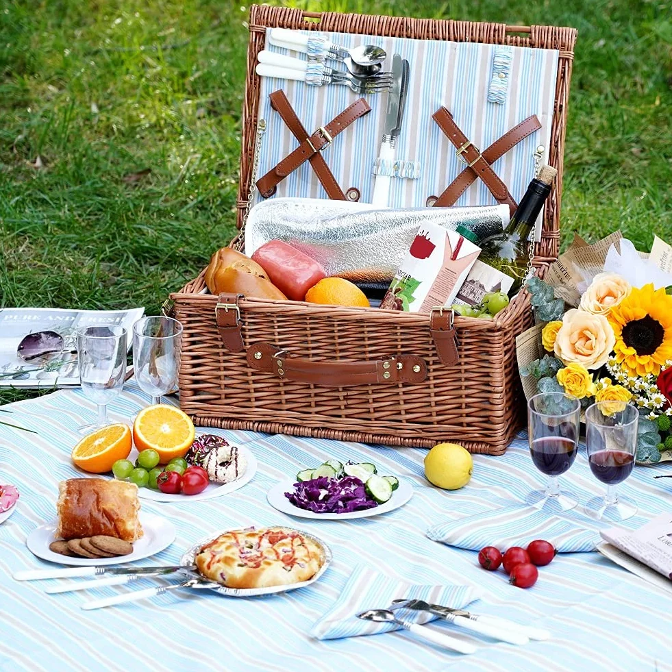 HappyPicnic Wiklinowy kosz piknikowy dla 4 osób