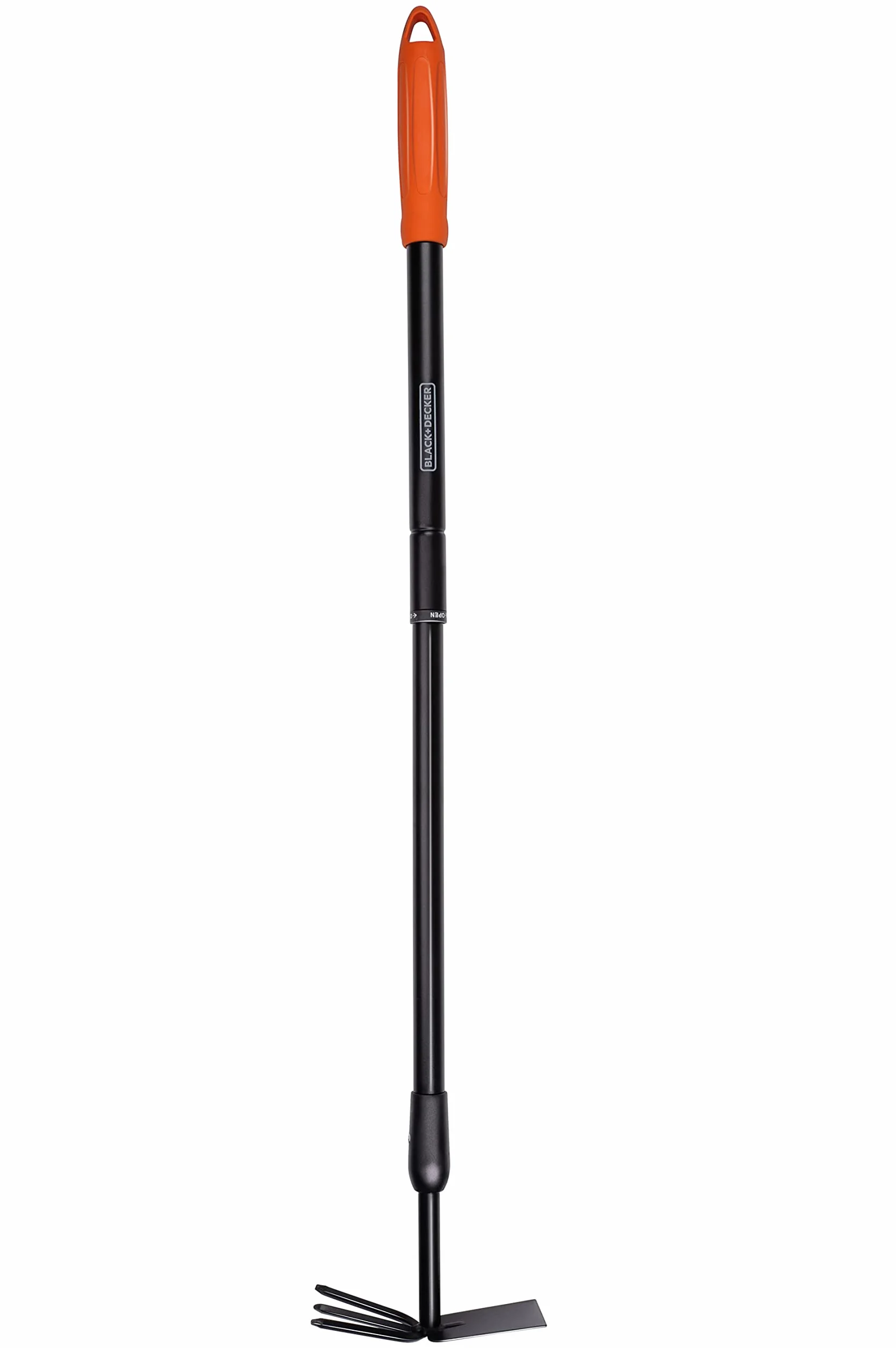 BLACK+DECKER Kultywator – grabie ogrodowe i motyka – regulowana długość 66-101 cm – uprawa i pielenie – czarny/pomarańczowy