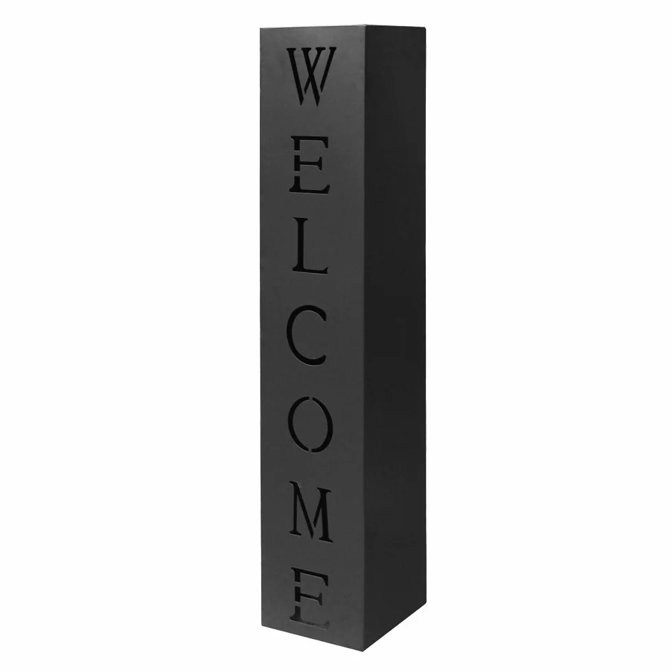 Kolumna dekoracyjna Welcome stalowa 100x20x20 cm czarna do ogrodu