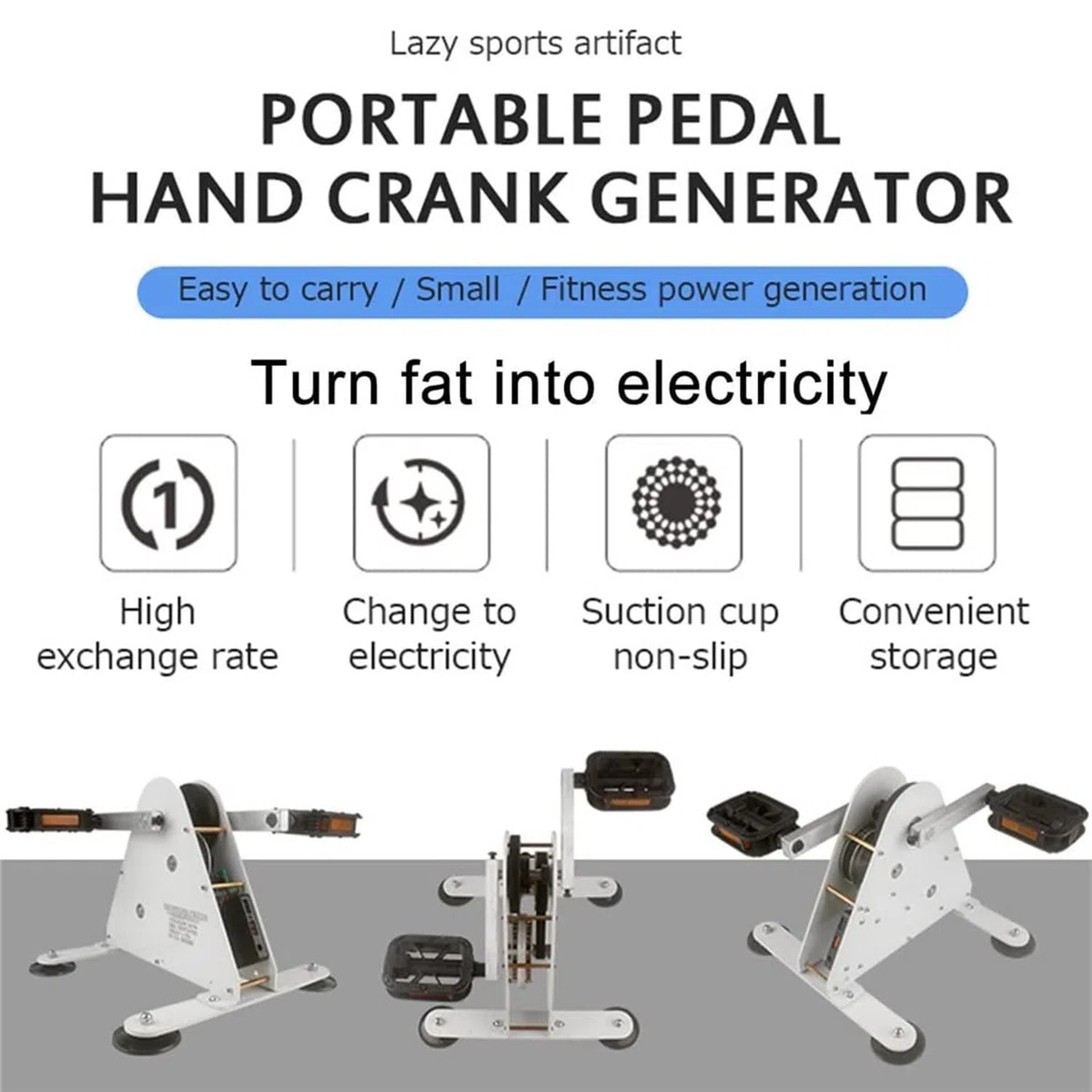 Generator pedałów z DC i podwójnym wyjściem USB do sprzętu fitness i zasilania awaryjnego