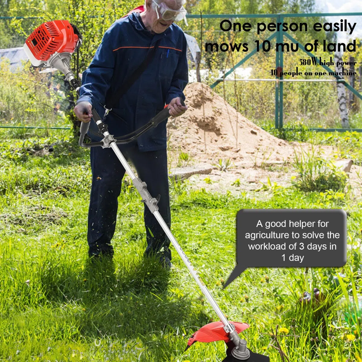 2025 New Gas Weed Wacker - 52 cm³ 2-suwowa wielofunkcyjna kosiarka do żywopłotu, nożyce do żywopłotu, 2 w 1, gazowa przecinarka do pędzli, plecak do trawnika ogrodowego i podwórka, czerwony