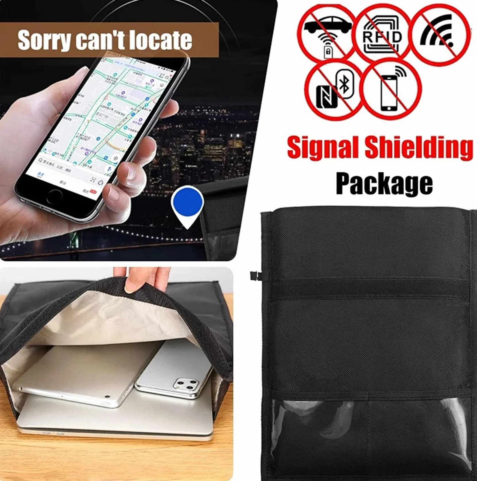 Skrzynka ekranująca Faradaya, Etui na kluczyki samochodowe z GPS i RFID, antykradzieżowe(25x28cm)