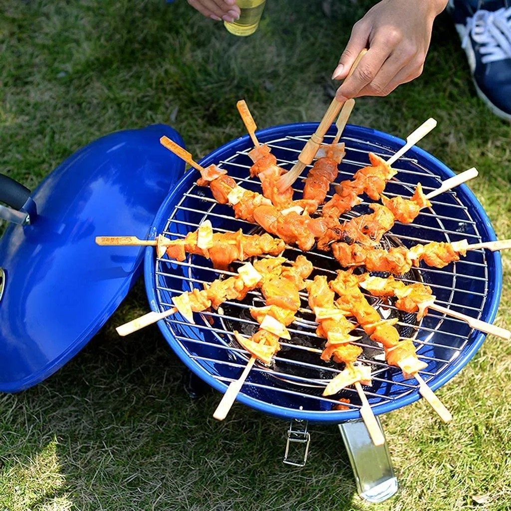 Przenośny grill na węgiel drzewny - stal nierdzewna z emaliowaną powłoką na piknik i kemping - kompaktowy, lekki czarny sprzęt do gotowania na świeżym powietrzu