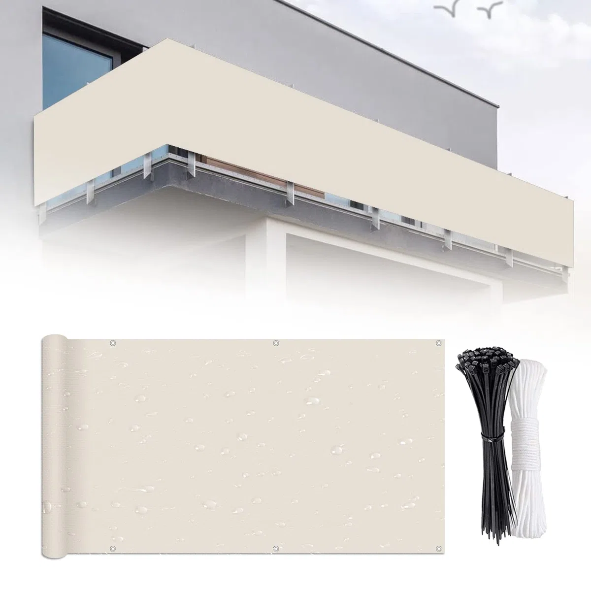 Osłona balkonowa 70 x 400 cm, nieprzejrzysta ochrona przed wzrokiem, odporna na warunki atmosferyczne i łatwa w pielęgnacji, w różnych rozmiarach i kolorach, do ogrodzenia ogrodowego, ogrodzenia