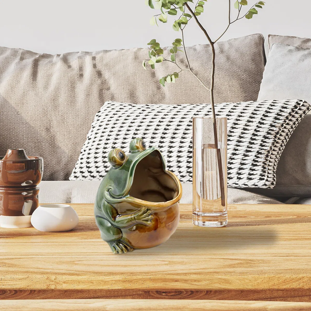 Statuetki żaby na podwórko i do ogrodu | Ceramiczna żaba z dużymi ustami | urocza figurka ceramiczna, ozdoba symulacyjna, rzemiosło dekoracyjne bonsai, dekoracja domu i ogrodu