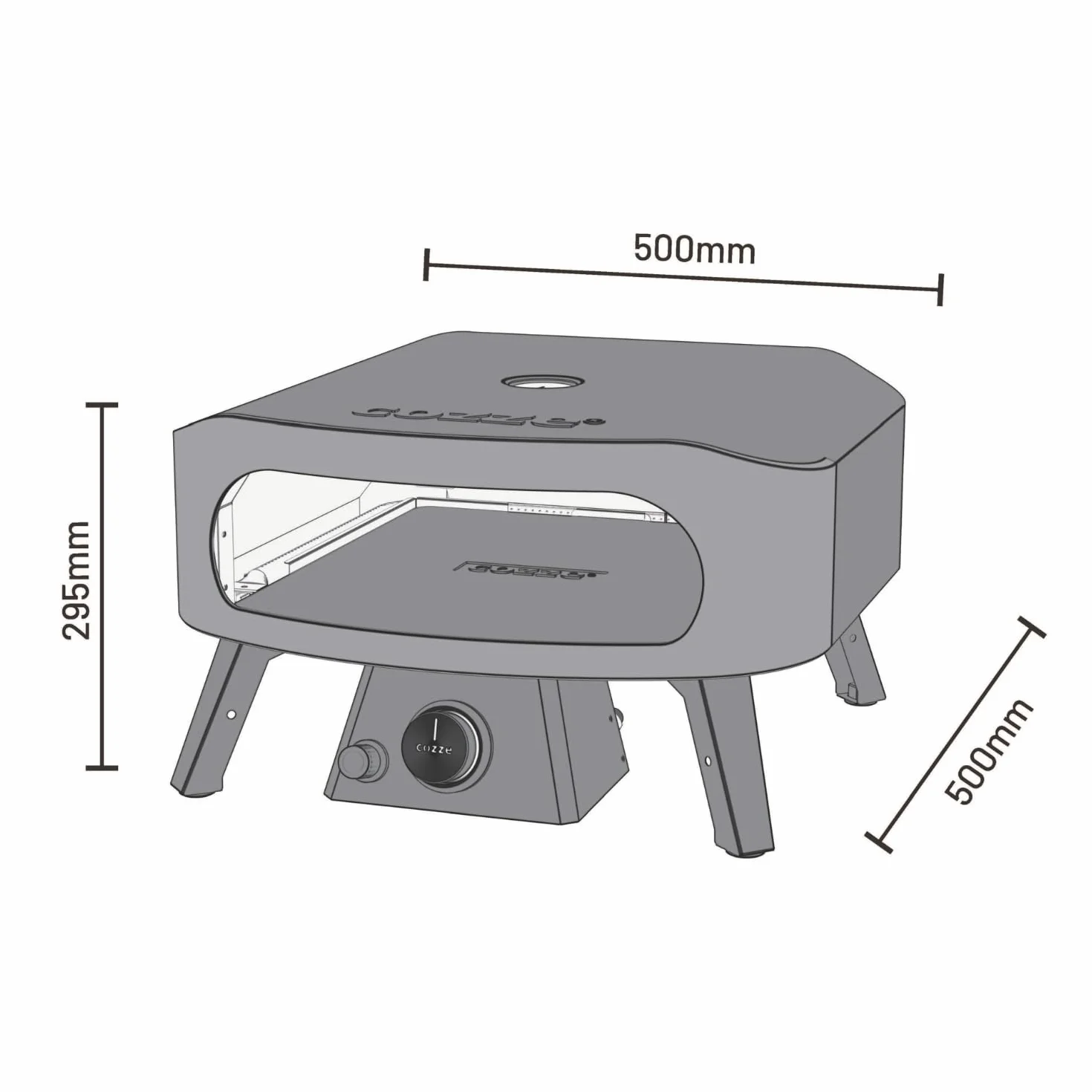 COZZE Mini piec do pizzy na gaz, 13 cali, kompaktowy piec do pizzy, na zewnątrz (50 mbar) – stół do pizzy z regulatorem do małych pizzy